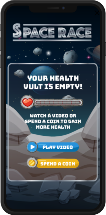 Rewarded video ad mockup
